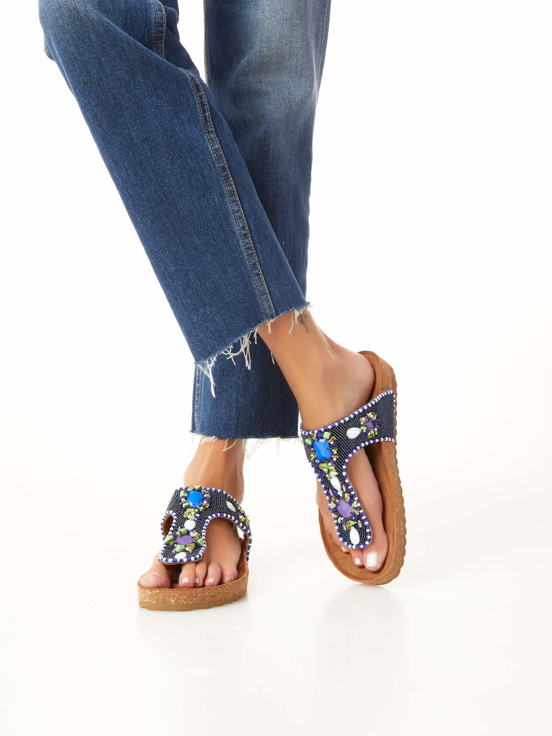 (image for) Flip Flop In Leather With Beads F0545554-0539 ovyè shop